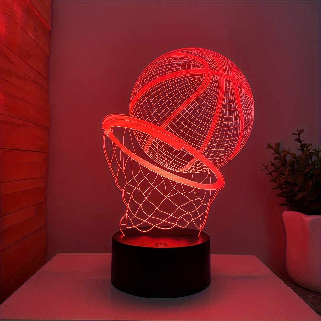 1pc Touch Control LED Basketball Table Lamp - USB-Powered Desk Light with 3D Hoop Effect, Modern Gaming Decor for Bedroom, Office, Sports Fan Gifts - Compatible with Laptop, PC, USB Ports (No Batteries Needed), Basketball Des