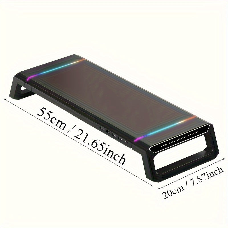 Essential For The Start Of School Season 1pc ICE COOREL Computer Monitor Height Stand (4 Ports), A Multi-functional Foldable Office Desktop Stand With RGB Lighting For Mini PC, And A Bottom That Can Store A Mouse And Keyboard