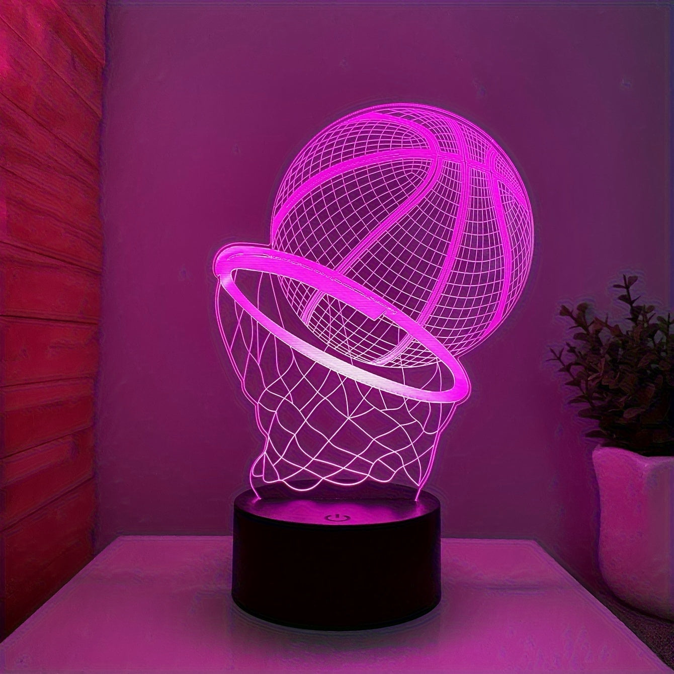 1pc Touch Control LED Basketball Table Lamp - USB-Powered Desk Light with 3D Hoop Effect, Modern Gaming Decor for Bedroom, Office, Sports Fan Gifts - Compatible with Laptop, PC, USB Ports (No Batteries Needed), Basketball Des