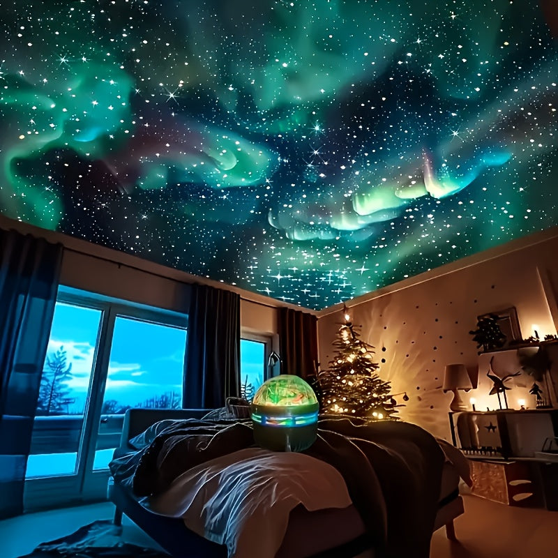 1pc Water Ripple Effect Atmosphere Projector Lamp - USB-C & Battery Powered LED Starry Sky Lighting with Remote Control, Color Changing Ambient Mood Light for Bedroom, Living Room, Holiday Gift, Sunset Lamp Projector