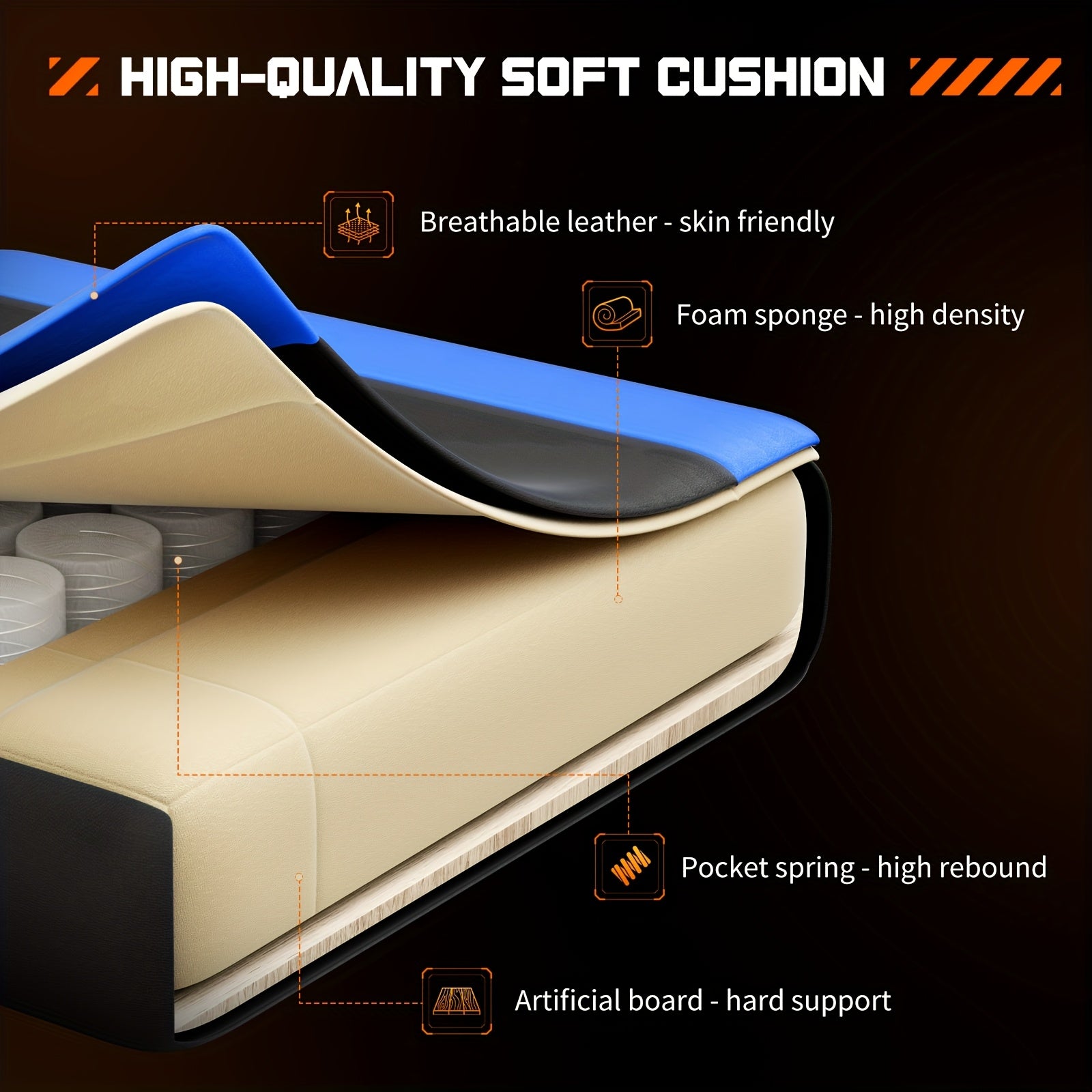 Video Game Desk Chair - Ergonomic Computer With Footrest And Comfy Lumbar Support, Recliner With Headrest, Fixed Up Armrest