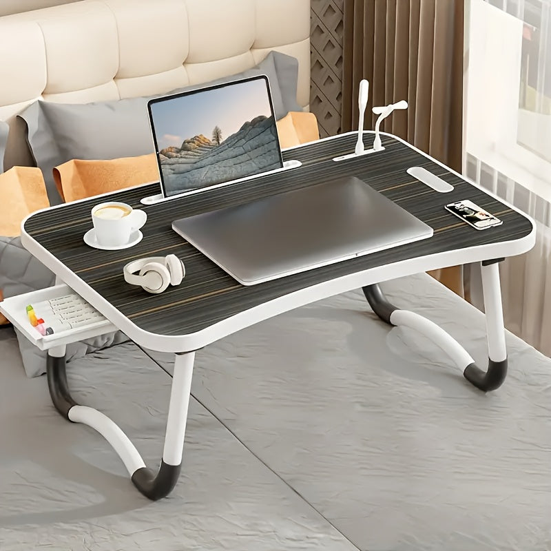 Ultra Large Portable Laptop Desk - Heavy-Duty Foldable computer table with Cup Holder, Built-in Drawer, USB Ports - Space-Saving Bed, Sofa, Floor Desk - Compatible with Laptop, Tablet, Books - Ideal for Home Office, Dorm, RV,