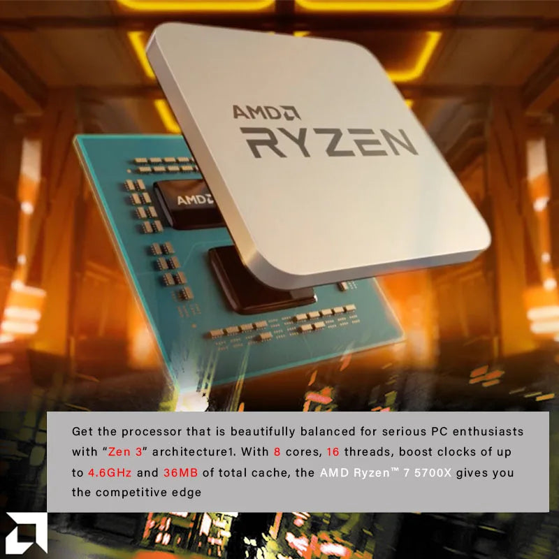 AMD New Ryzen 7 5700X R7 5700X 3.4GHz 8 Core 16 Thread CPU Processor 7NM L3=32M Socket AMD AM4 Gaming processor processor