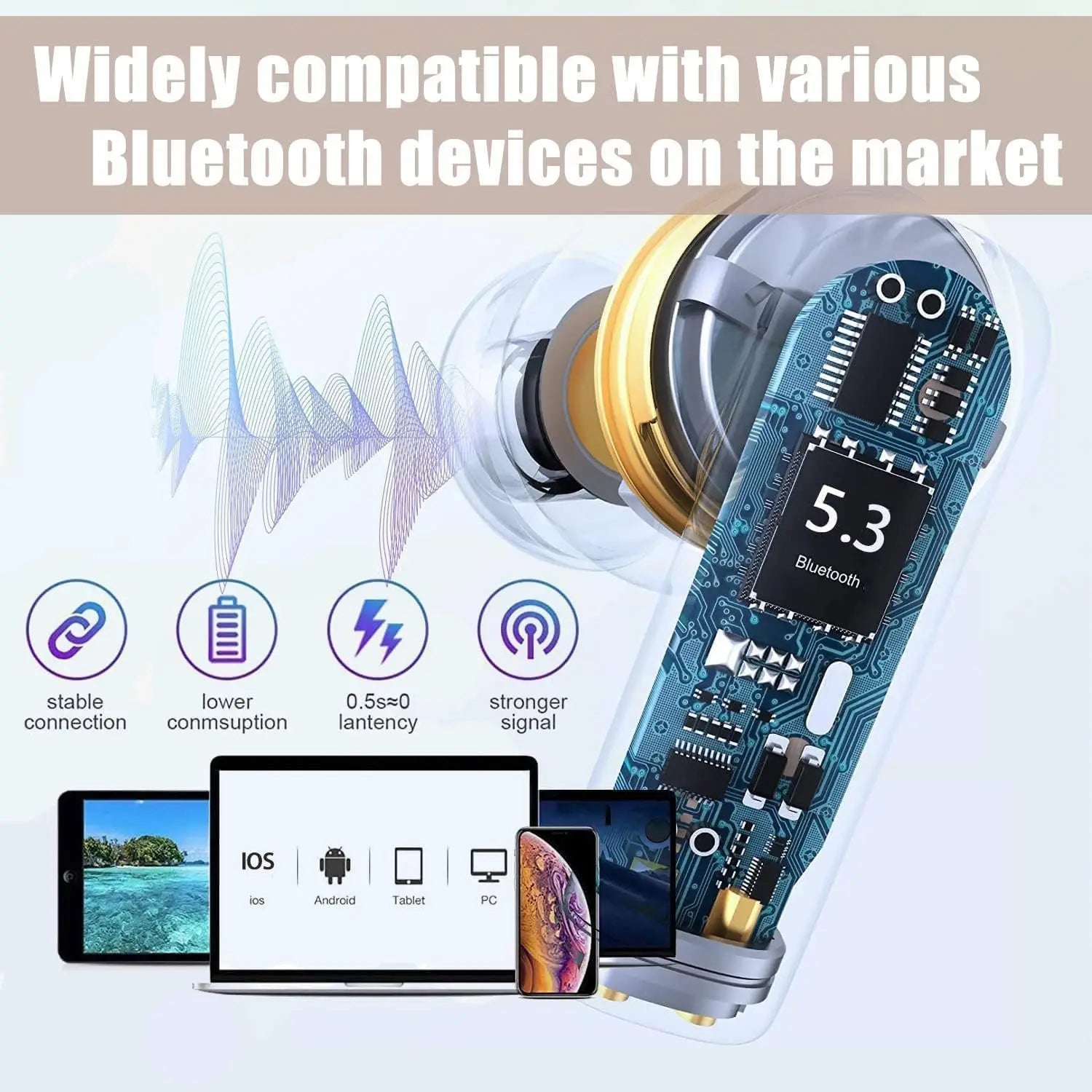 Original Wireless bluetooth headphone noise canceling earphone HIFI stereo headset earbuds bluetooth for xiaomi lenovo air pods