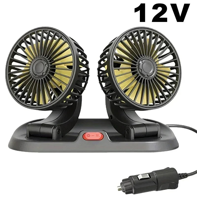 Car Fan 360° Adjustable 3 Head Air Fan Automotive Electric Fan USB/12V/24V Fan 2 Speed Smart Silent Fan For Home Desk Office&Car