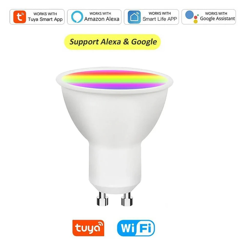 RGB LED Light Bulb 9W GU10 Graffiti Smart Bluetooth or WIFI Bedroom Lamp Bulbs Adjustable Light
