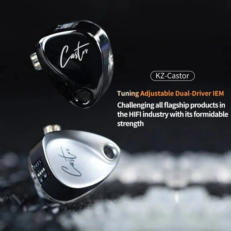 KZ Castor In Ear HiFi Earphone 2DD Dynamic High-end Tunable Balanced Armature Earphones Monitor Headphone Canceling Earbuds