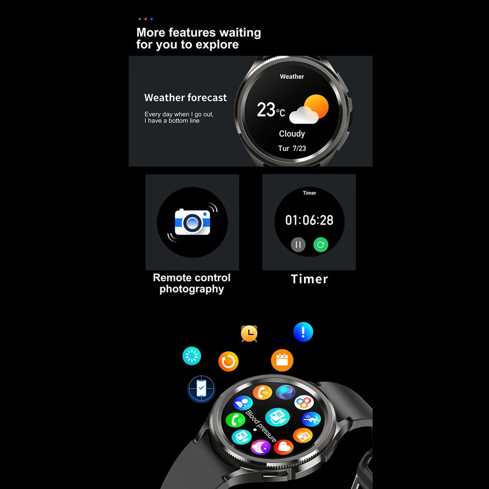 For Samsung Galaxy Watch 6 Smart Watch Men 100+ Sports Mode GPS NFC Waterproof Watch with AMOELD HD Screen Smartwatch 2025 New