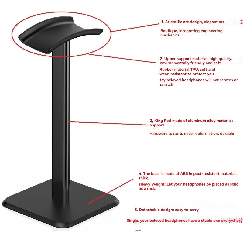 Universal Headphone Stand Aluminum Alloy Headset Holder for Gaming Earphone Desktop Headphones Support Holder