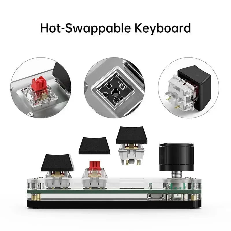 USB Mechanical Keyboard for Photoshop 3 Keys 1 Knob RGB Programming Macro Gaming Custom Programming Knob Keypads Mini Keyboard