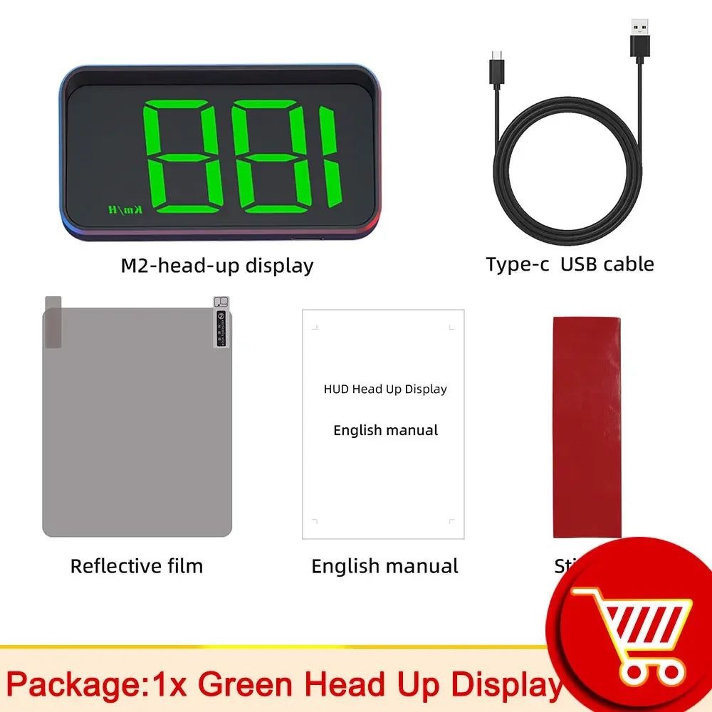 M2 GPS HUD Head Up Display Car Universal Speedometer KMH USB Cable Plug & Play GPS & Beidou Dual Satellite System