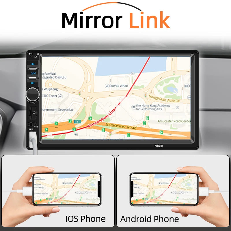 7 Inch Car Radio 1 Din Multimedia MP5 Player Mirror Link Touch Screen FM ISO Power Aux Input Bluetooth USB Universal Autoradio