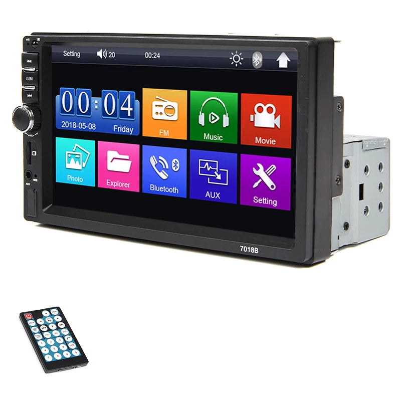 7 Inch Car Radio 1 Din Multimedia MP5 Player Mirror Link Touch Screen FM ISO Power Aux Input Bluetooth USB Universal Autoradio