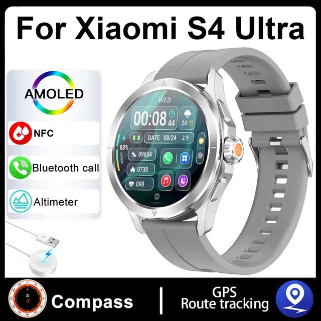 S4 Ultra For Xiaomi Smart Bracelet Men Watch AMOLED HD Screen Bluetooth Call GPS Trajectory NFC Heart Rate Compass SmartWatches