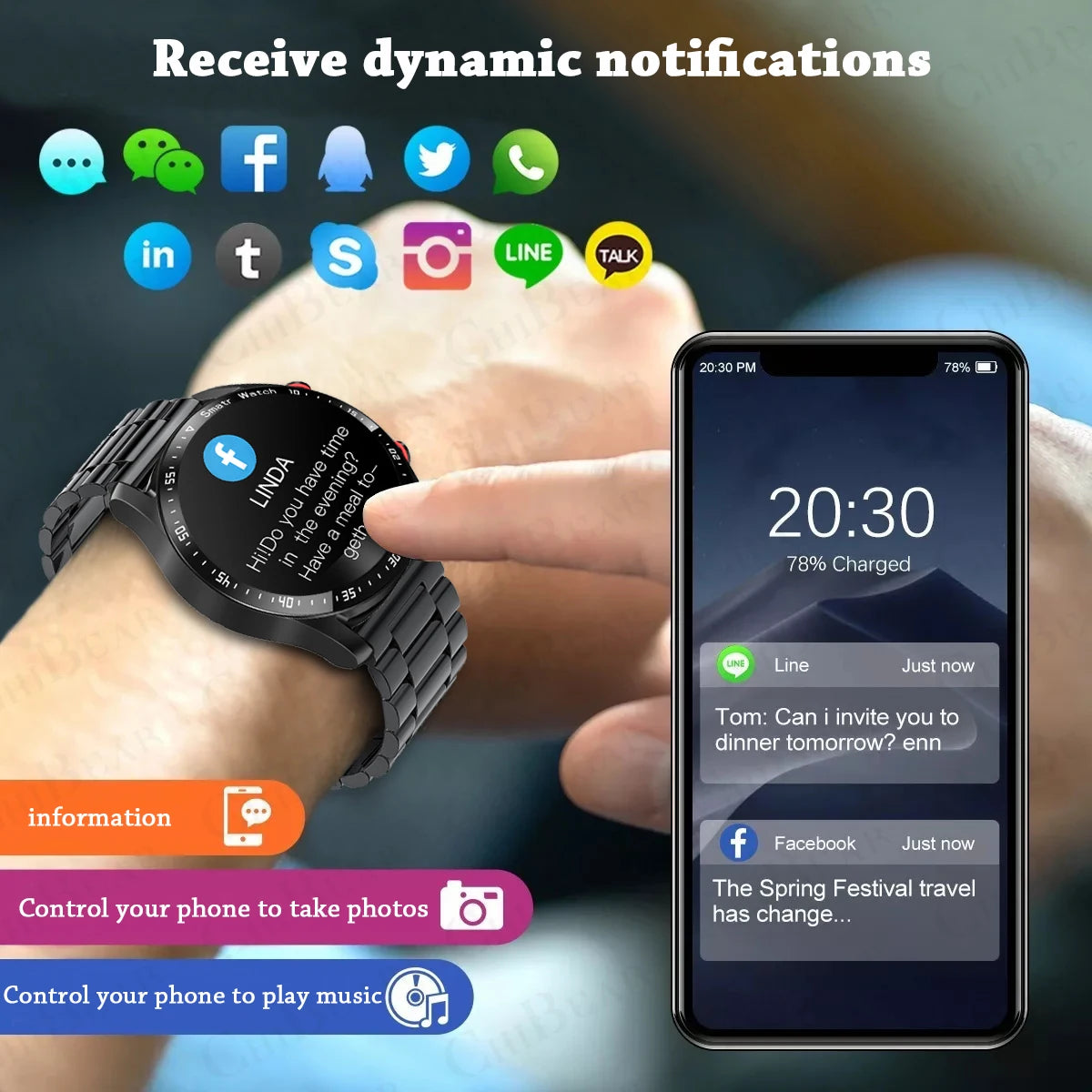 2025 New Voice Call Smart Watch Men GT Series 1.53 inch AMOLED Screen Sports Watch ECG+PPG Health Smartwatch For Android IOS