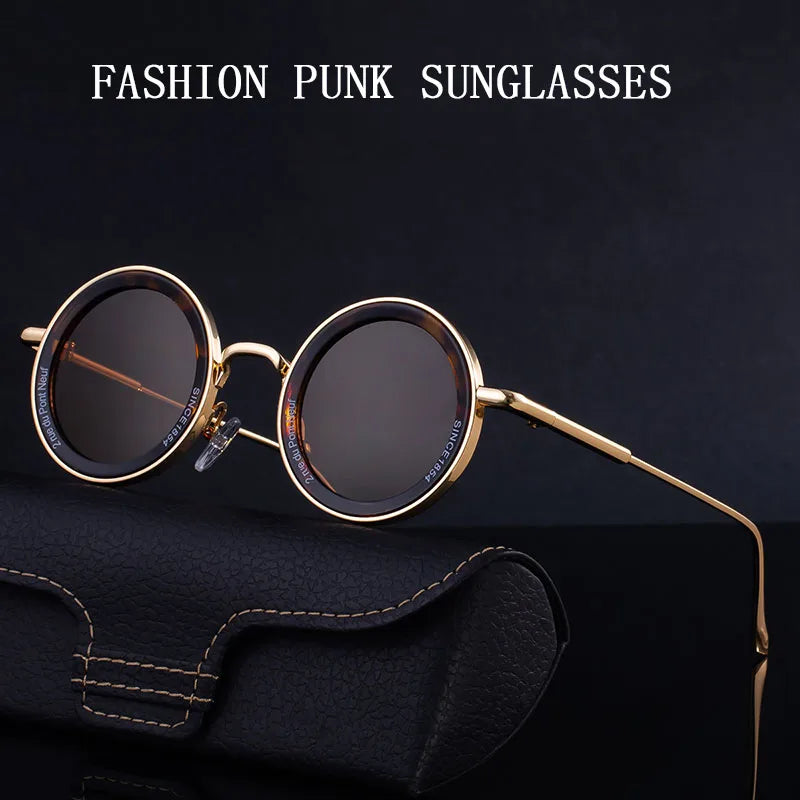 Round Steampunk Sunglass Men Vintage Punk Sunglasses Women Trendy Retro Fashion Glasses Gafas De Sol Hombre Lunette Soleil Femme