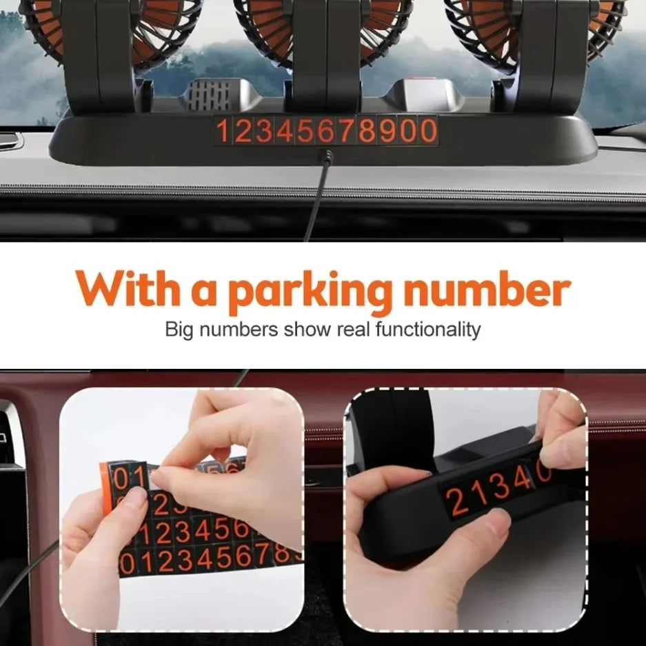 Car Fan 360° Adjustable 3 Head Air Fan Automotive Electric Fan USB/12V/24V Fan 2 Speed Smart Silent Fan For Home Desk Office&Car