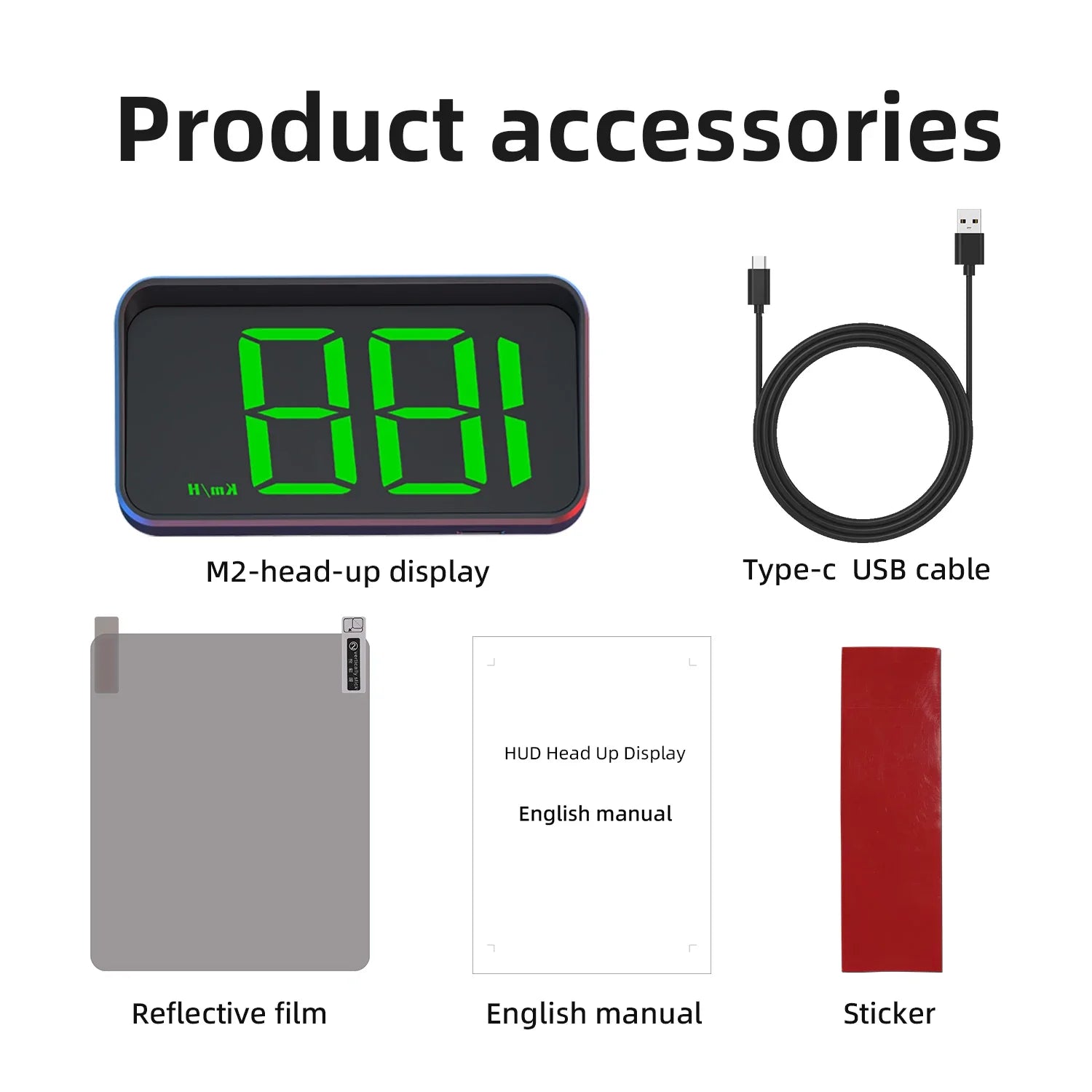M2 GPS HUD Head Up Display Car Universal Speedometer KMH USB Cable Plug & Play GPS & Beidou Dual Satellite System