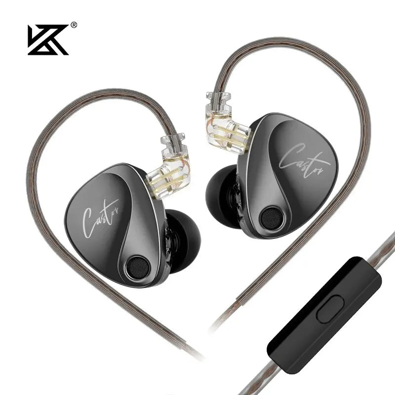KZ Castor In Ear HiFi Earphone 2DD Dynamic High-end Tunable Balanced Armature Earphones Monitor Headphone Canceling Earbuds