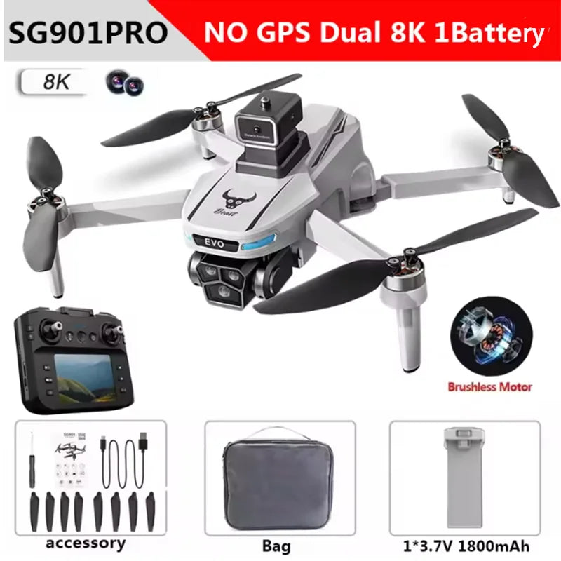 SG901MAX GPS Drone 8K Professional HD Dual Camera With Screen 5G WIFI 360°Obstacle Avoidance Brushless Foldable Quadcopter Drone