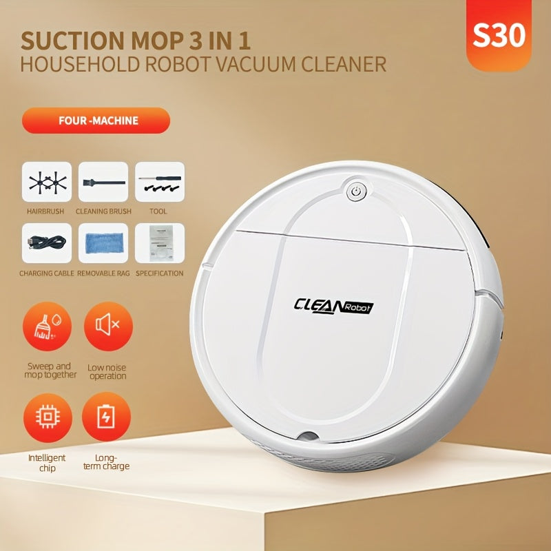 Robot Vacuum Cleaner, 3-in-1, Sweeping, Mopping, And Vacuuming All In One, 4, 000 Pa Powerful Suction, Up to 90mins Runtime, Low Noisesuitable for Hard Floors, Flatmarble Tiles And Wood Floor, Dorm Room Essential, House Cleani