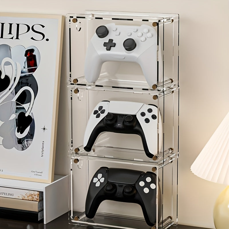 Acrylic Game Controller Stand & Display - Transparent Organizer for Desktop and Bedroom Storage, Compatible with Switch, Switch OLED, and More, Game Storage Organizer