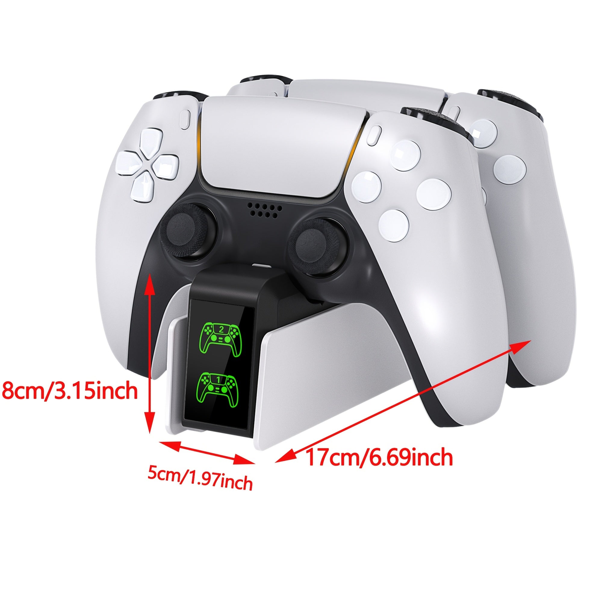 PS5 Dualsense Controller Charger Station with Fast Charging (Over-Charge/Short-Circuit Protection, Smart Chip) - Dual Stand Organizer Dock, LED Lighting - Compatible with PS5 Dualsense Controllers - Birthday/Holiday/Halloween