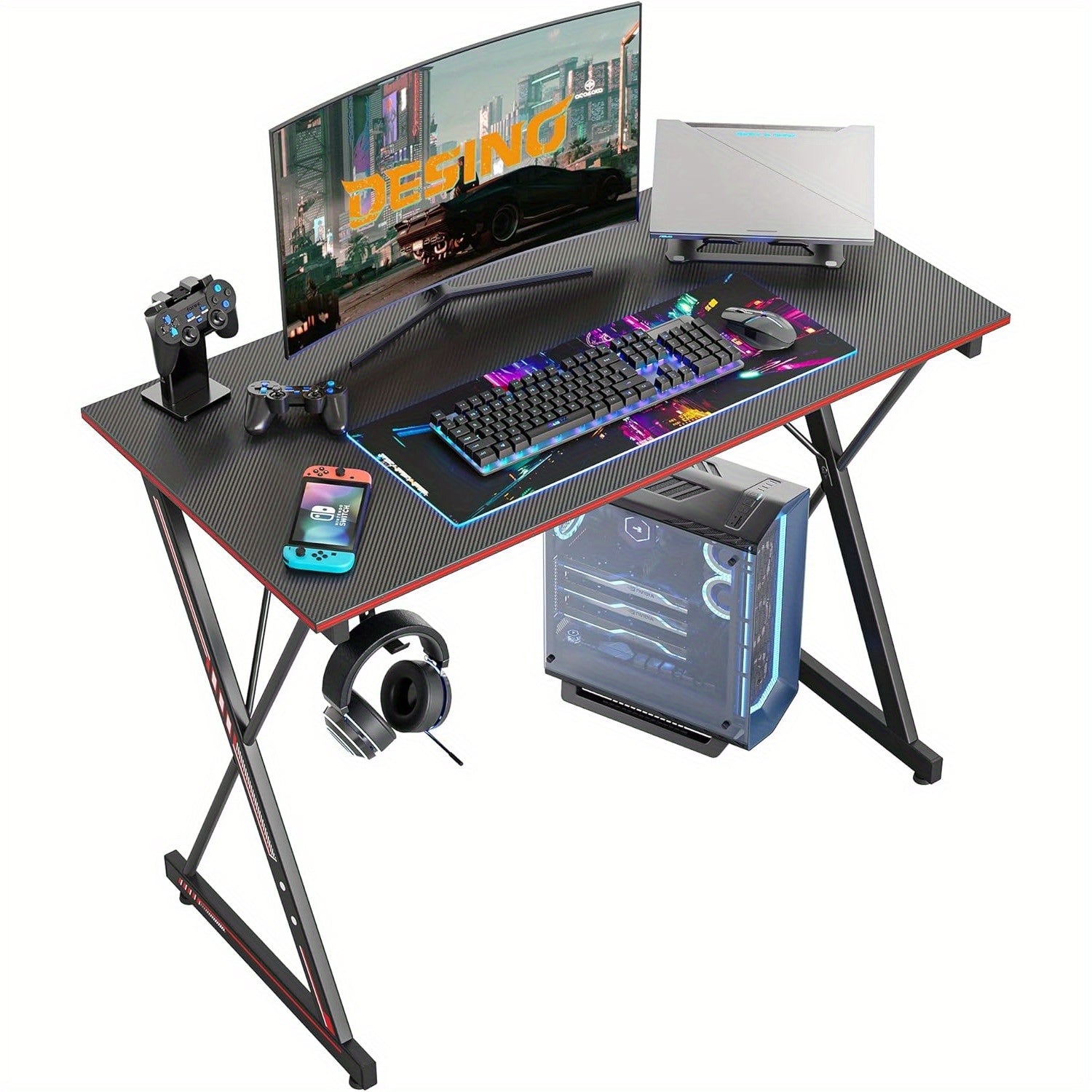 Gaming Desk 32 Inch PC Computer Desk, Home Office Desk Table Gamer Workstation, Simple Game Table, Black