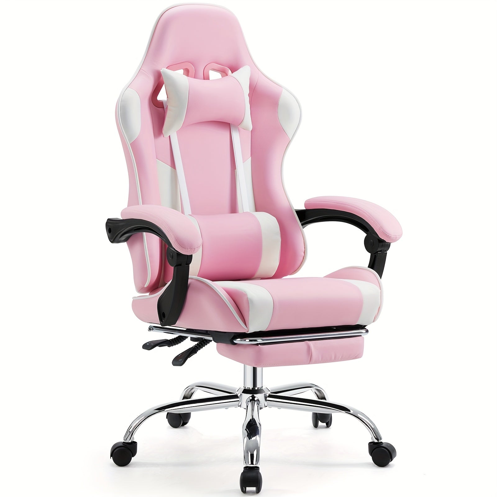 Video Game Desk Chair - Ergonomic Computer With Footrest And Comfy Lumbar Support, Recliner With Headrest, Fixed Up Armrest