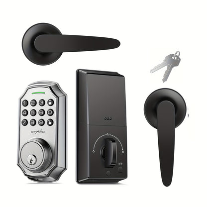 Arpha Smart Keyless Entry Door Lock - 100 Code Anti-Peek Combination, Auto Lock/Unlock, Easy Installation, Black &amp; Orange, Low Battery Alarm, for Secure Home Access, Anti-Peeking, Smart Door Lock, One Touch Lock, Strong and H