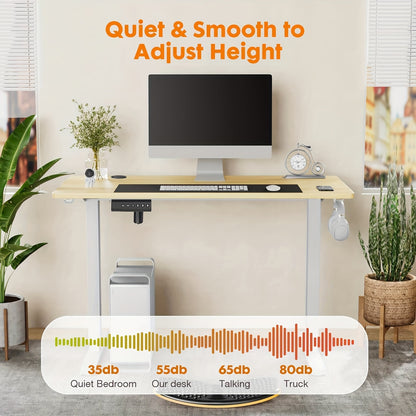 Adjustable Height Standing Desk -40/48/55/63 Inches Electric Sit Stand Up Desk with Ergonomic Design for Home Office, Cafes, Catering, Event Holding, 4 Colors, Gaming Desk Workstation Lift Rising Desk