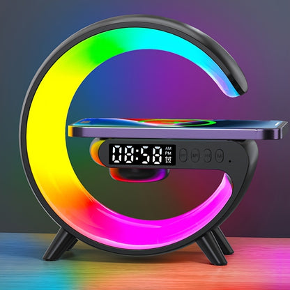 Wireless Speakers with Wireless Fast Charging, Bar Smart Light, Sunrise Alarm Clock, Wake Up Light for Bedrooms, Energize Your Mornings: Smart RGB Speaker Lamp with Sunrise Alarm &amp; Fast Wireless Charging -