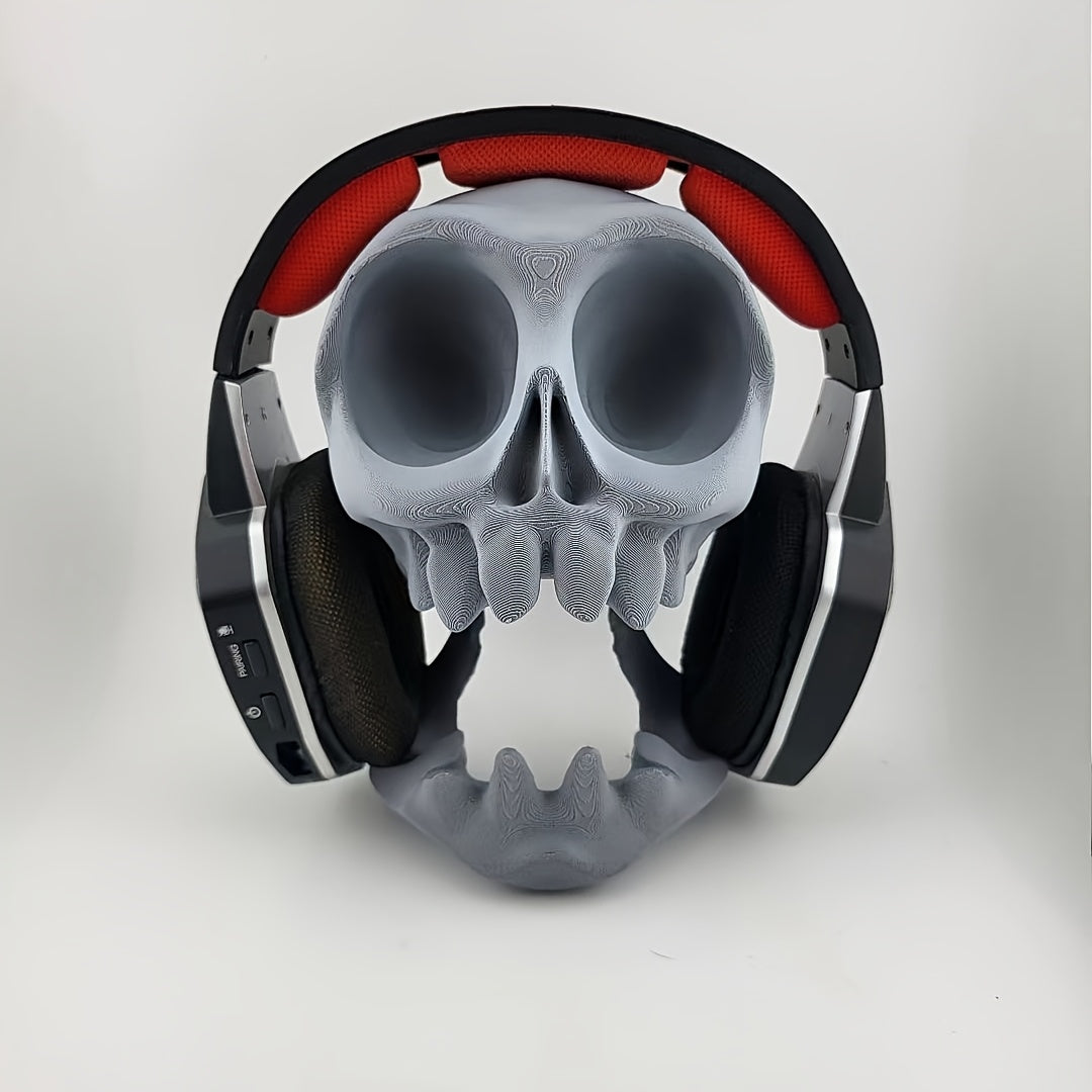 PS5 PS4 "2025 Esports Desktop Organizer! Skull Head PS5 PS4 Headset Controller Stand Dual-Slot | Gaming Room Audio-Visual Sync Portable Wall Mount