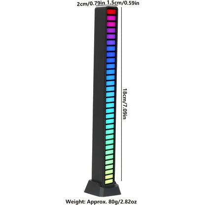 [2-Pack] RGB Music Level Indicator Light Bars - 32 Bit Sound Reactive USB LED for Gaming, Car, TikTok &amp; Streaming - Double The Light, Better Value