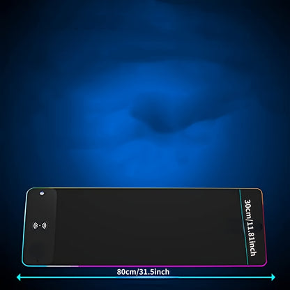 Extra-Large Glow-in-the-Dark 15W RGB Charging Mouse Pad - Fast Charge Desk Mat for Gaming &amp; Office Use - Phones, Laptops &amp; Tablets