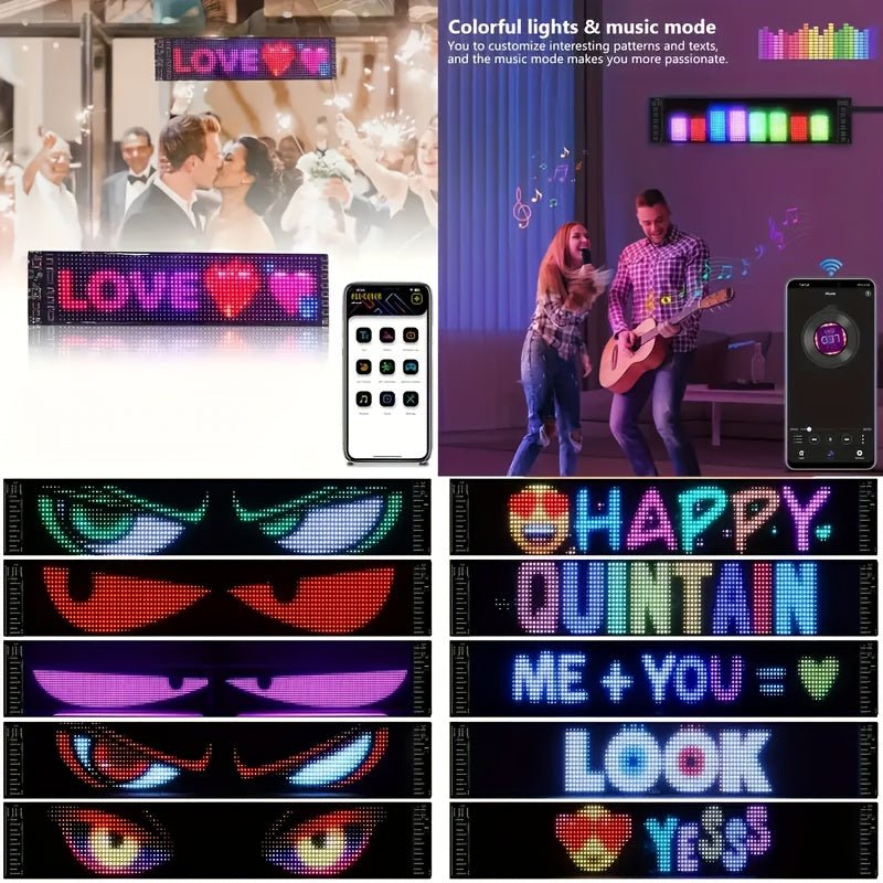 [Flexible LED Matrix Panel] LED Matrix Panel Sign with USB Power, App Control &amp; Remote | Flexible, DIY Programmable Lighting for Stores, Hotels, Holidays | Easy Installation, Durable Design, Dimmable Graphite RGB Display, Hol