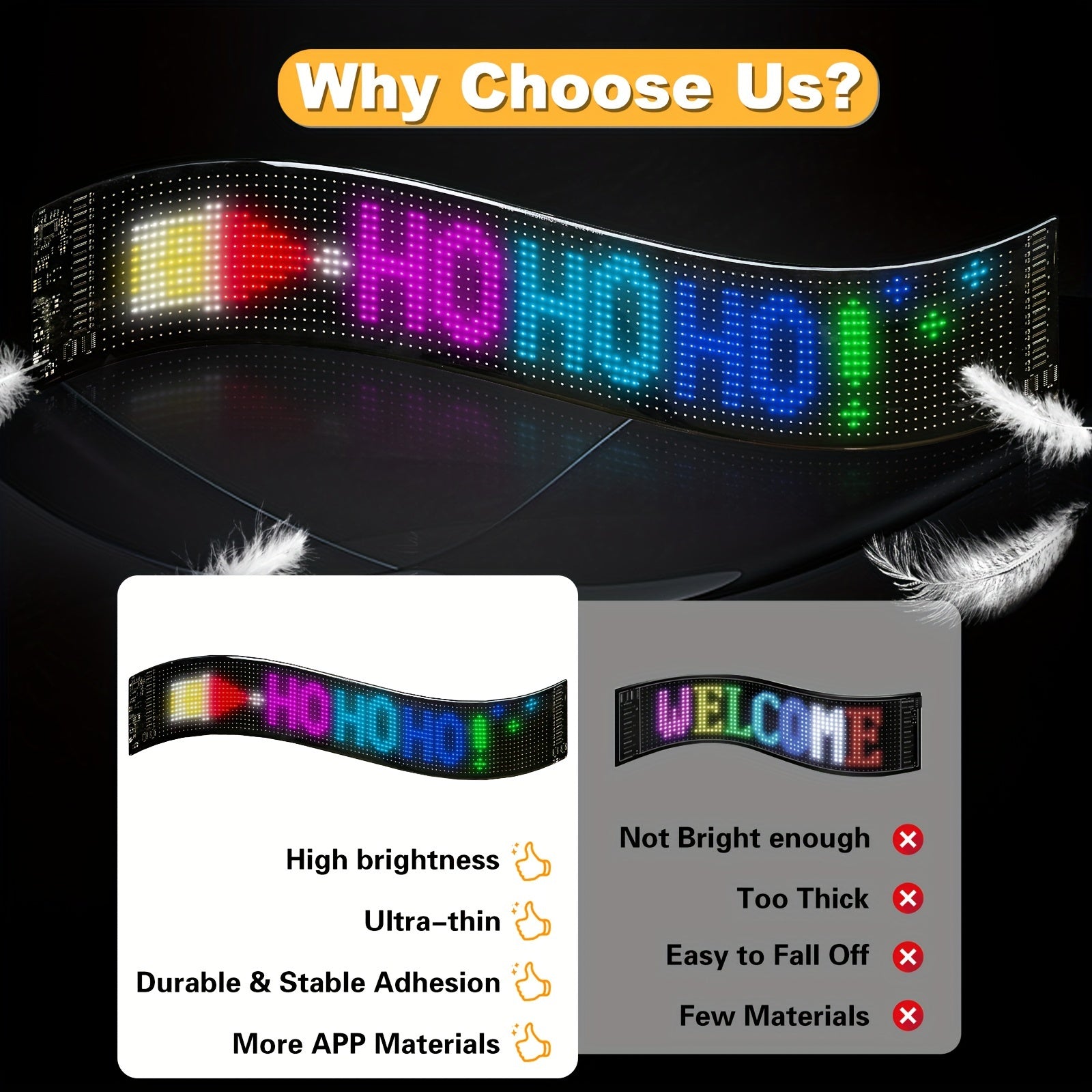 [Flexible LED Matrix Panel] LED Matrix Panel Sign with USB Power, App Control &amp; Remote | Flexible, DIY Programmable Lighting for Stores, Hotels, Holidays | Easy Installation, Durable Design, Dimmable Graphite RGB Display, Hol
