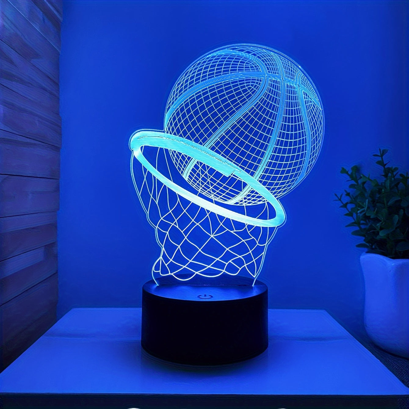 1pc Touch Control LED Basketball Table Lamp - USB-Powered Desk Light with 3D Hoop Effect, Modern Gaming Decor for Bedroom, Office, Sports Fan Gifts - Compatible with Laptop, PC, USB Ports (No Batteries Needed), Basketball Des