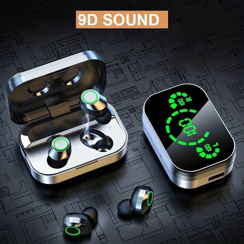 Wireless Earbuds with Digital Display, HiFi HD Stereo Sound, Noise Reduction Calling, USB Type-C Charging, 800mAh Lithium Battery, Wireless Gaming Headphones for Everyday Use, In-Ear Style, Volume Control and App Control, Durability
