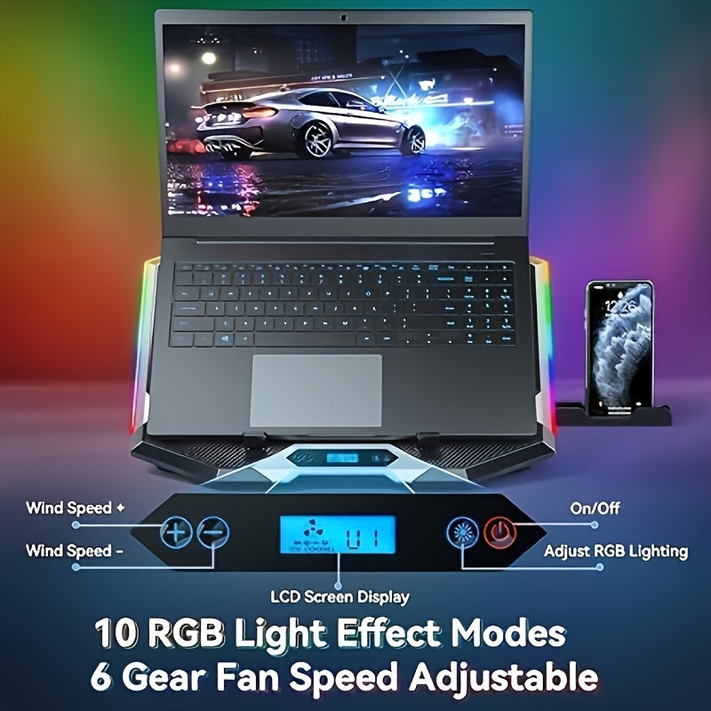 Essential for School Start Season 1pc ICE COOREL Laptop Cooler Gaming 8-core Silent RGB Exhaust Fan Laptop Stand Silent Computer Cooler Can Be Given As A Gift to Gaming Enthusiasts