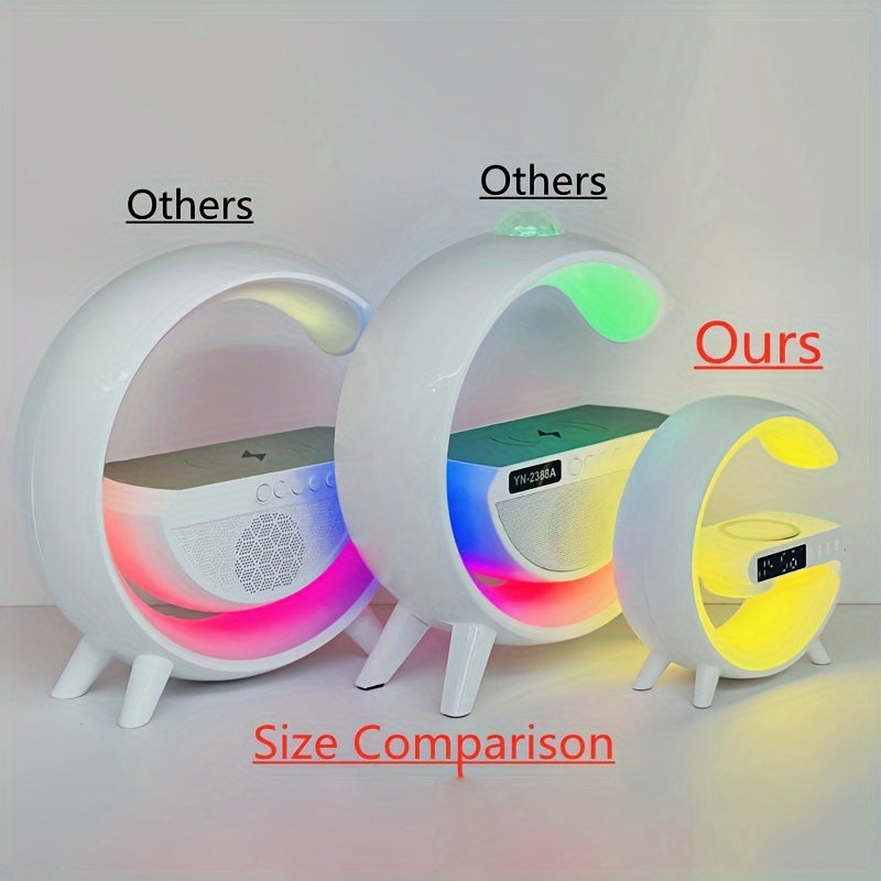 Wireless Speakers with Wireless Fast Charging, Bar Smart Light, Sunrise Alarm Clock, Wake Up Light for Bedrooms, Energize Your Mornings: Smart RGB Speaker Lamp with Sunrise Alarm &amp; Fast Wireless Charging -