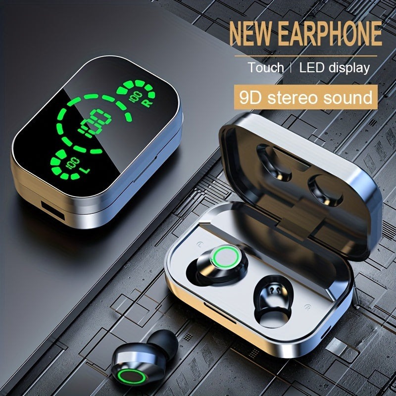 Wireless Earbuds with Digital Display, HiFi HD Stereo Sound, Noise Reduction Calling, USB Type-C Charging, 800mAh Lithium Battery, Wireless Gaming Headphones for Everyday Use, In-Ear Style, Volume Control and App Control, Durability