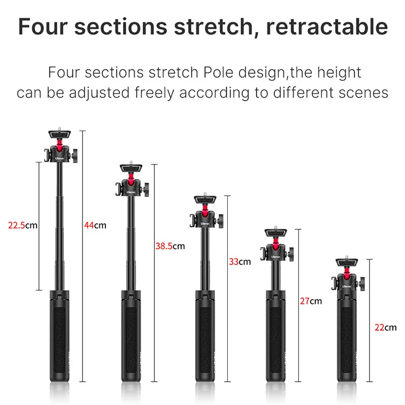 VIJIM Ulanzi MT-16 Foldable Tripod for Phone Cold Shoe Ball Head 1/4'' Selfie Stick Mini Holder Bracket for Mobile Camera DSLR 