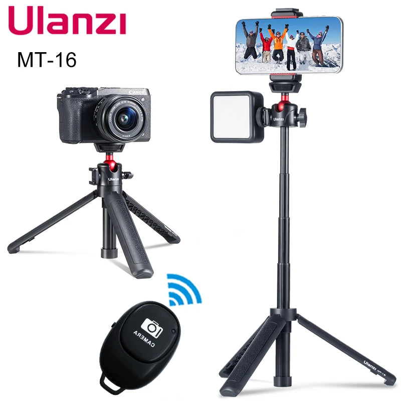 VIJIM Ulanzi MT-16 Foldable Tripod for Phone Cold Shoe Ball Head 1/4'' Selfie Stick Mini Holder Bracket for Mobile Camera DSLR 