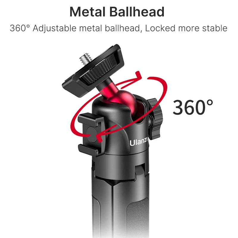 VIJIM Ulanzi MT-16 Foldable Tripod for Phone Cold Shoe Ball Head 1/4'' Selfie Stick Mini Holder Bracket for Mobile Camera DSLR 