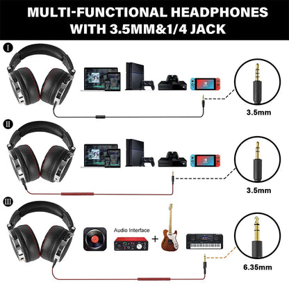 Oneodio Wired Headphones Professional Studio DJ Headphone With Microphone Over Ear Hi-Res Headset Monitoring For Music Phone