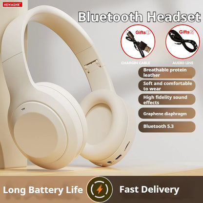Over Ear HIFI Stereo Headsets Wireless Bluetooth Headphones Sports Gaming Earphones with HD Mic Support TF/AUX noise reduction