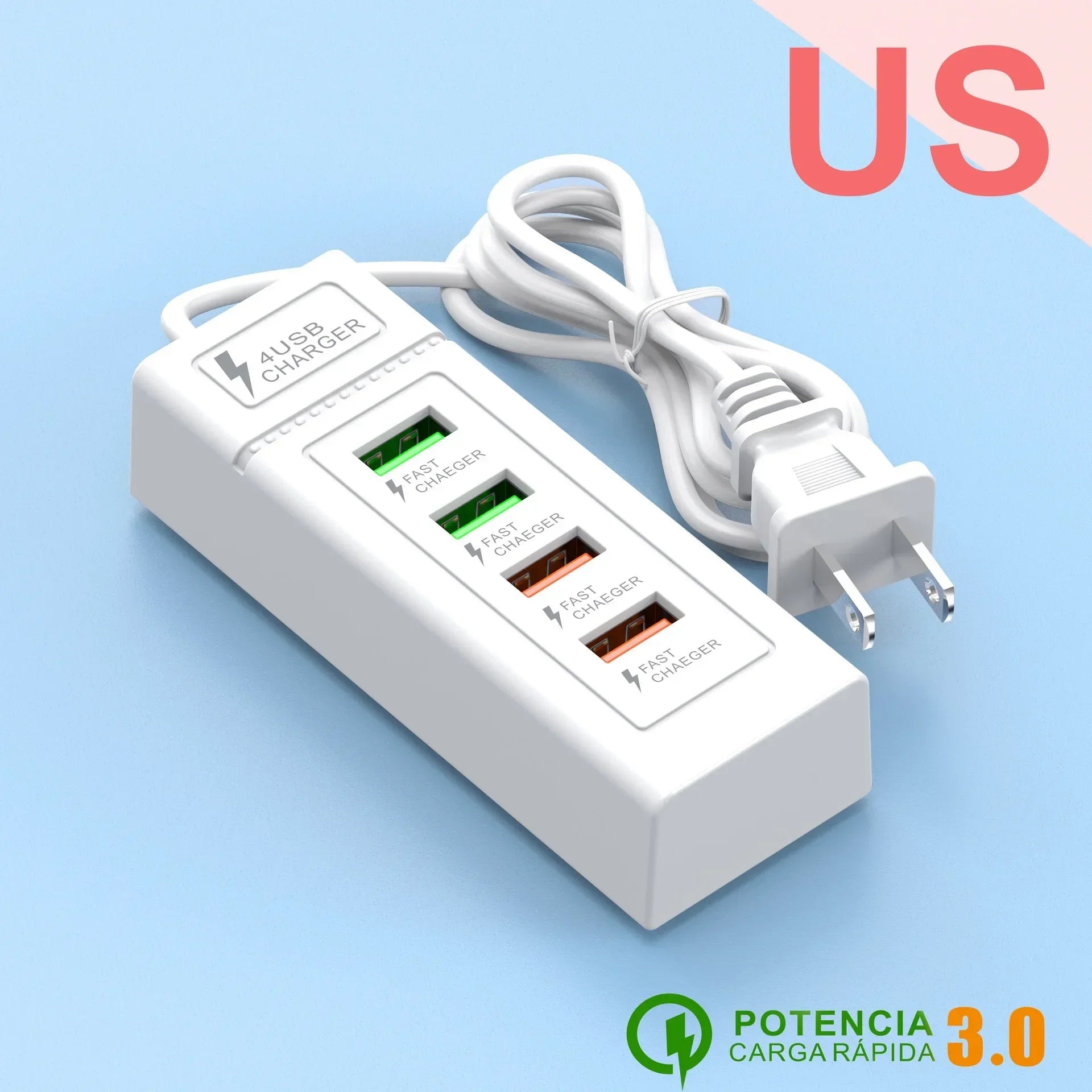 USB Power Strip Phone Charger Station Splitter 4 Port USB Type C Fast Charger Phone Charging Plug USB US
