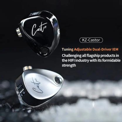KZ Castor In Ear HiFi Earphone 2DD Dynamic High-end Tunable Balanced Armature Earphones Monitor Headphone Canceling Earbuds