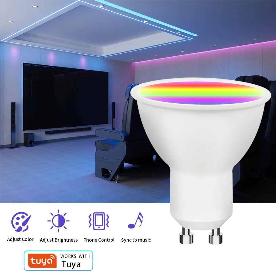 RGB LED Light Bulb 9W GU10 Graffiti Smart Bluetooth or WIFI Bedroom Lamp Bulbs Adjustable Light